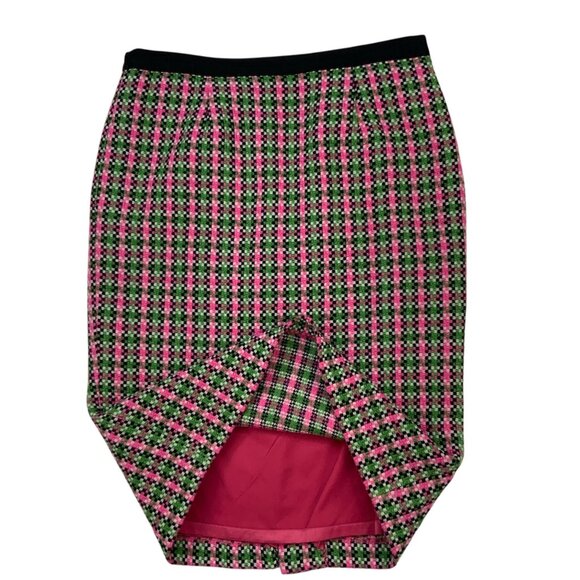 Boden Notre Dame Skirt 10L Pink Green Tweed Wool Blend Pencil Knee Length Career - Picture 3 of 12